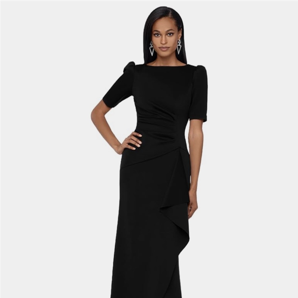 Xscape Elegant Navy 3/4 Sleeve Dress